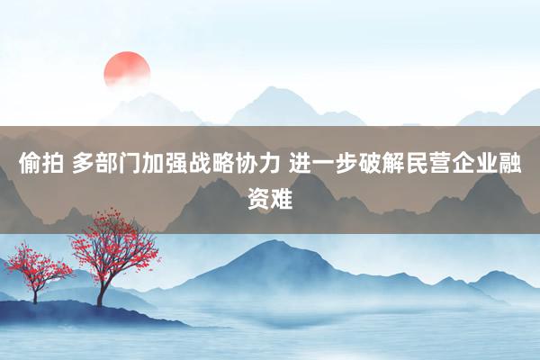 偷拍 多部门加强战略协力 进一步破解民营企业融资难