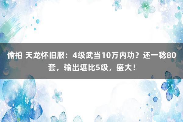 偷拍 天龙怀旧服：4级武当10万内功？还一稔80套，输出堪比5级，盛大！