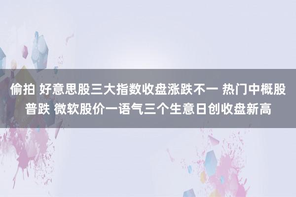 偷拍 好意思股三大指数收盘涨跌不一 热门中概股普跌 微软股价一语气三个生意日创收盘新高