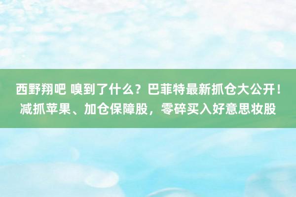 西野翔吧 嗅到了什么？巴菲特最新抓仓大公开！减抓苹果、加仓保障股，零碎买入好意思妆股