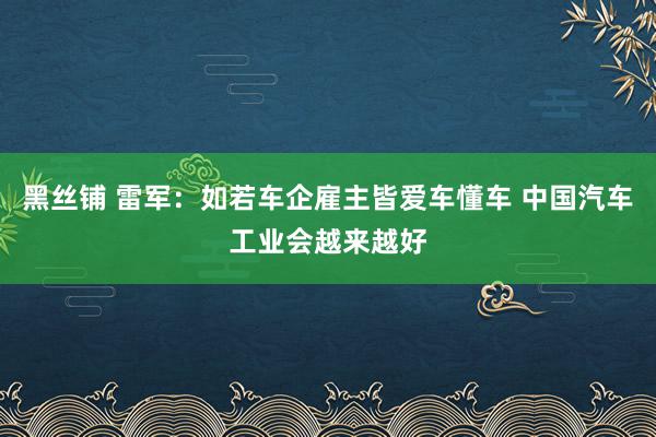 黑丝铺 雷军：如若车企雇主皆爱车懂车 中国汽车工业会越来越好